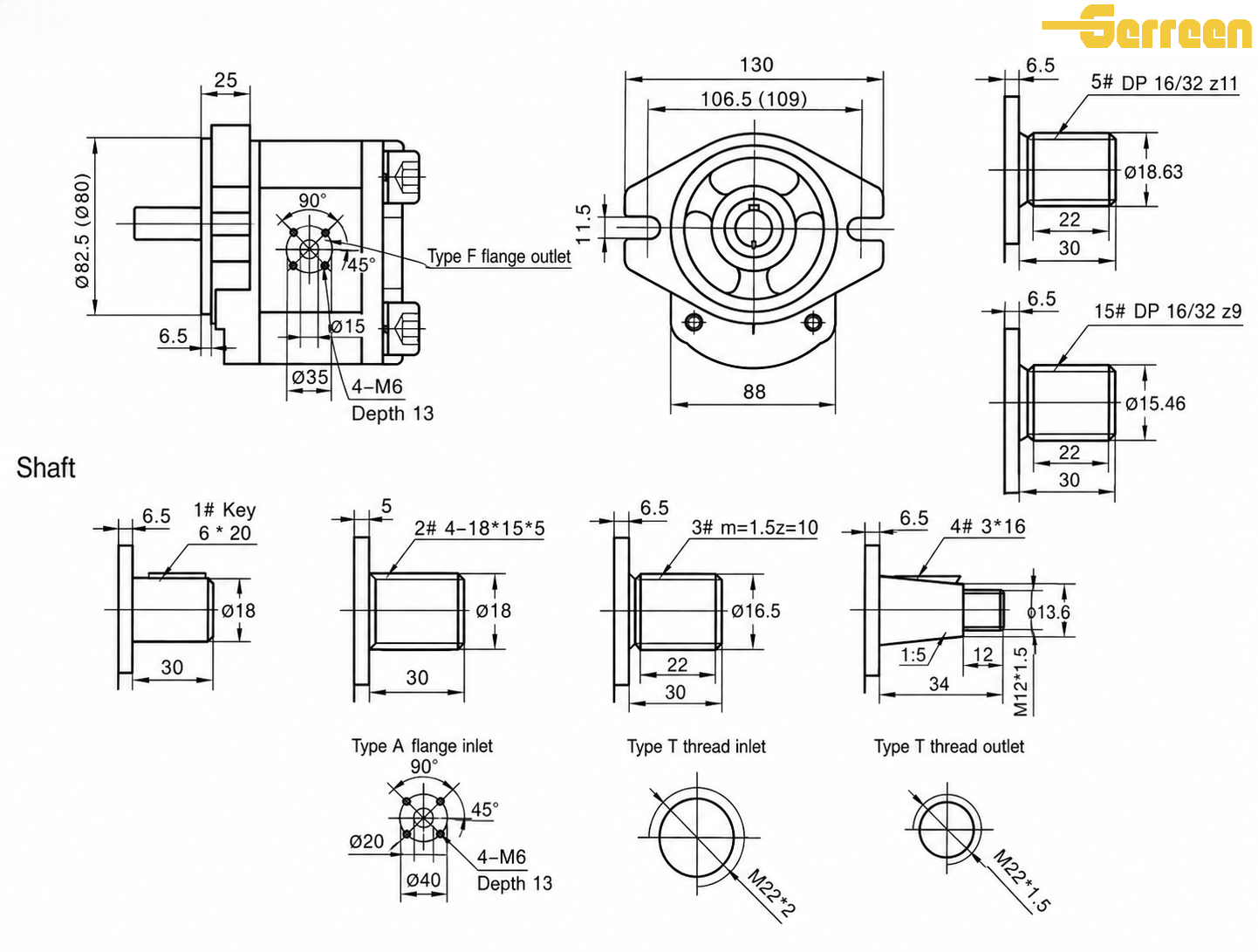 CBK-F1000 Series Hydraulic Gear Pump dimension CBK-F1000 Series Hydraulic Gear Pump dimension