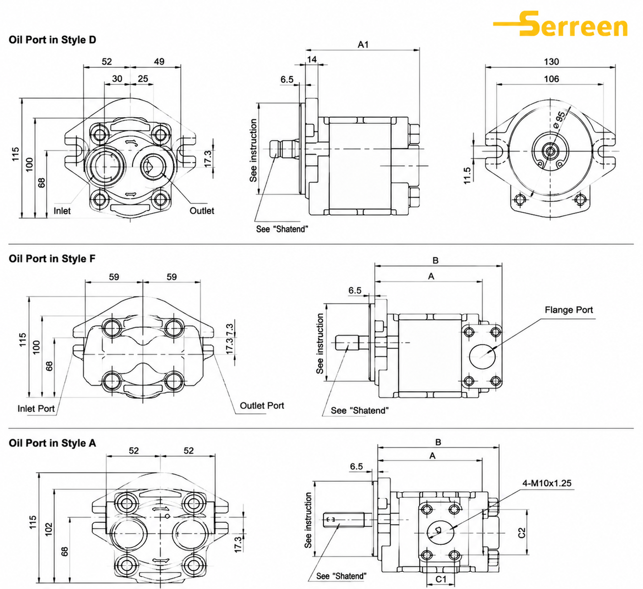 SPG1 Series Internal And External Gear Pump dimension SPG1 Series Internal And External Gear Pump dimension