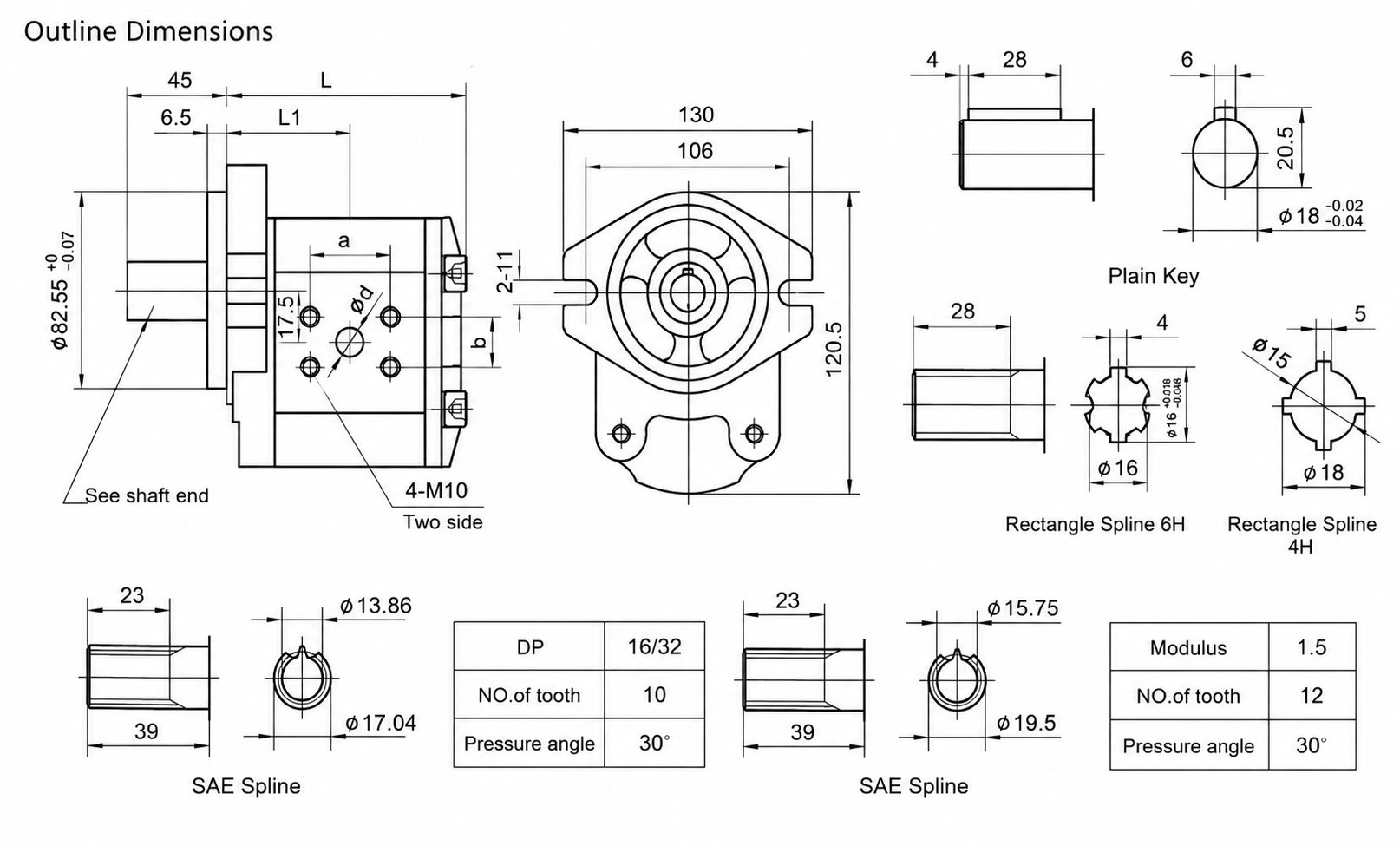GBT-F400 Series Gear Pump dimenison GBT-F400 Series Gear Pump dimenison