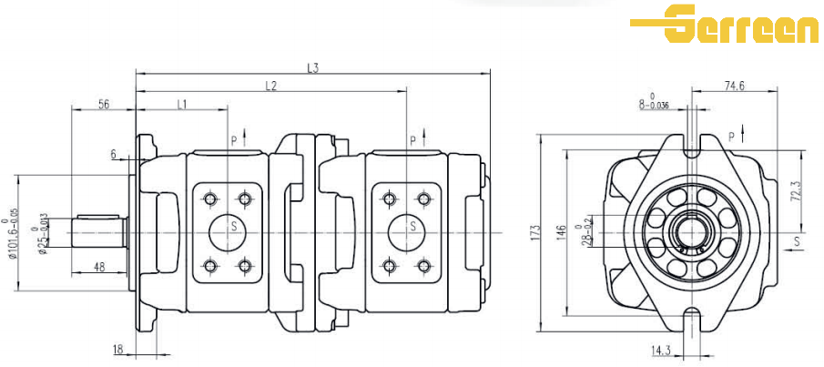 VG11 Series Double Hydraulic Gear Pump dimension VG11 Series Double Hydraulic Gear Pump dimension