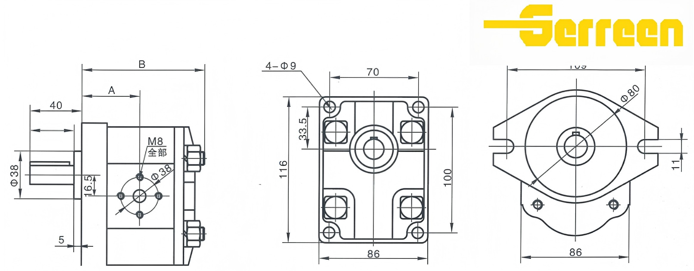 CBN-G300 Series Internal Hydraulic Gear Pump dimension CBN-G300 Series Internal Hydraulic Gear Pump dimension