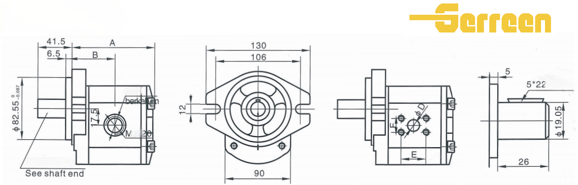 RGP-F400 Series Hydraulic Gear Pump dimension RGP-F400 Series Hydraulic Gear Pump dimension