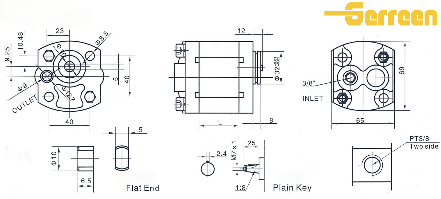 RGP-F100 Series Hydraulic Gear Pump dimension RGP-F100 Series Hydraulic Gear Pump dimension