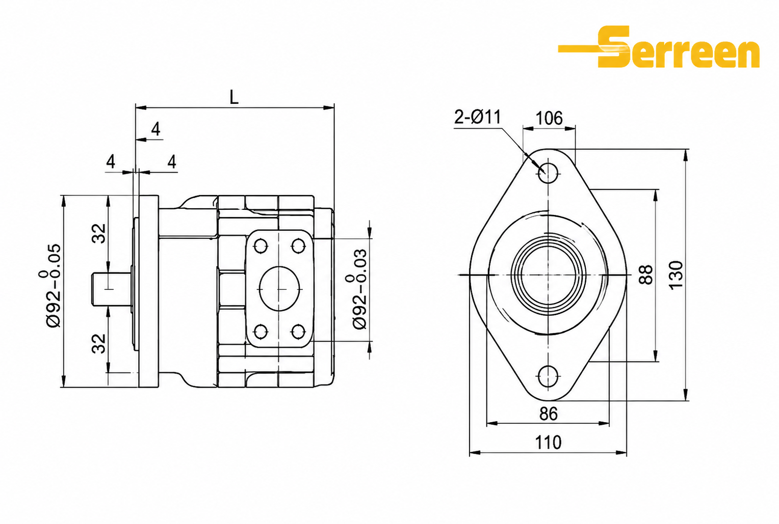 NCB Series Hydraulic Internal Gear Pump Dimension NCB Series Hydraulic Internal Gear Pump Dimension