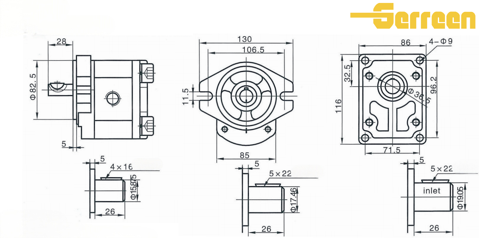 RGP-F300 Series Hydraulic Gear Pump dimension RGP-F300 Series Hydraulic Gear Pump dimension