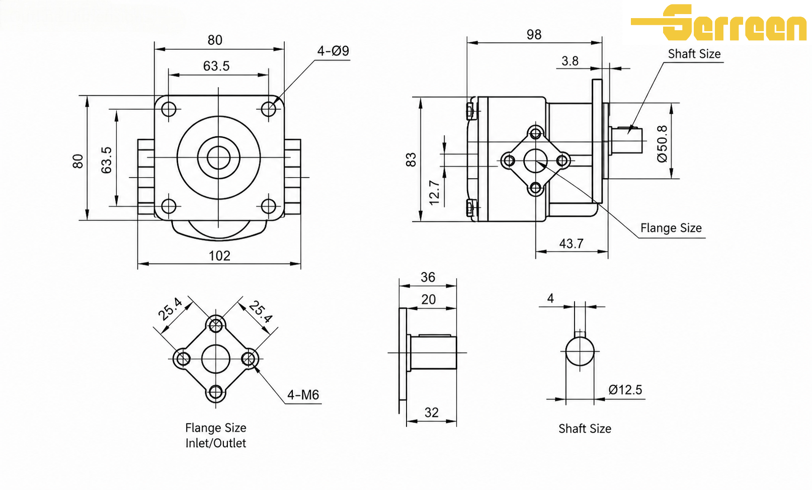 RGP-24-F Series Hydraulic Gear Pump dimension RGP-24-F Series Hydraulic Gear Pump dimension