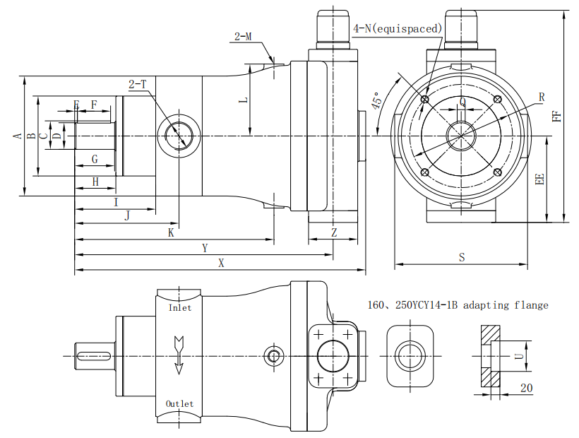 YCY Axial Piston Pump Dimension