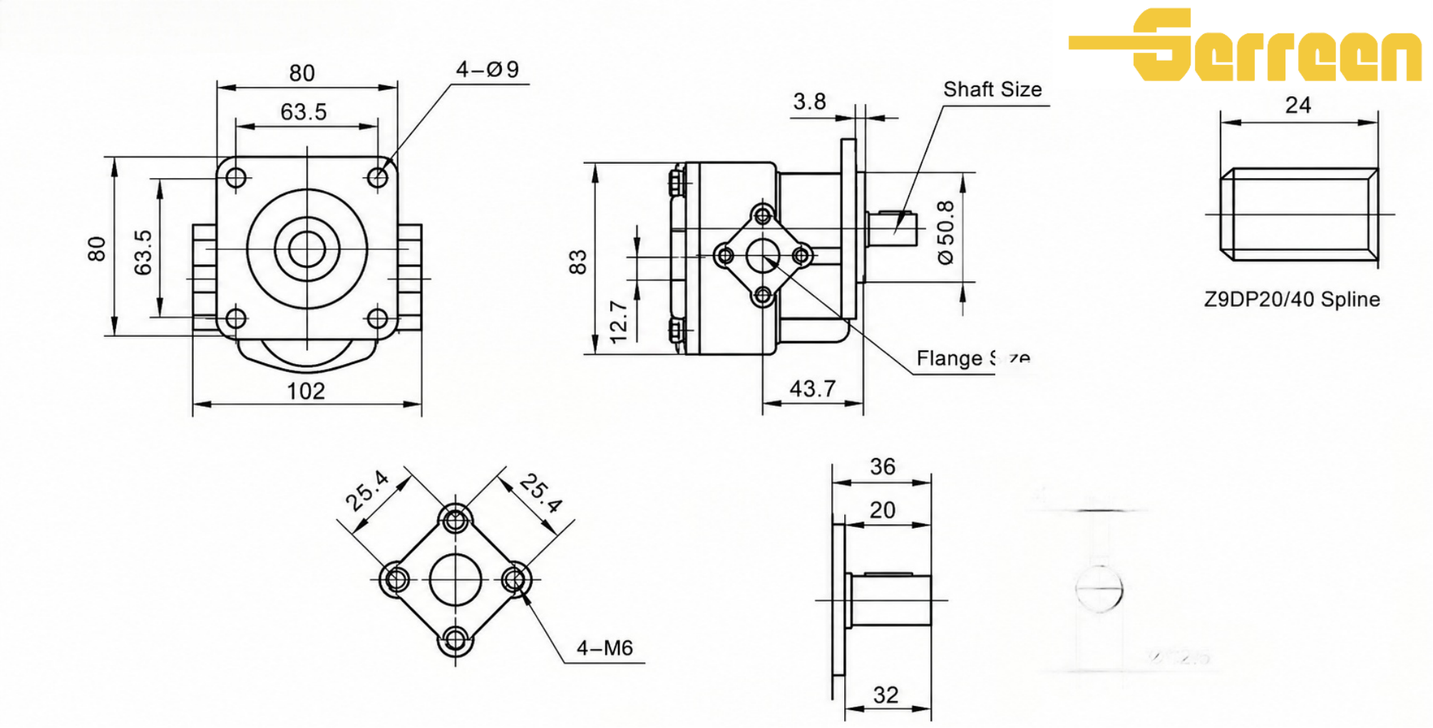 HGP-2A Series Gear Pump dimension