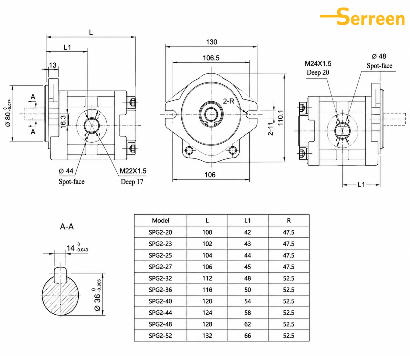 DSG06 Series Internal Gear Pump dimension