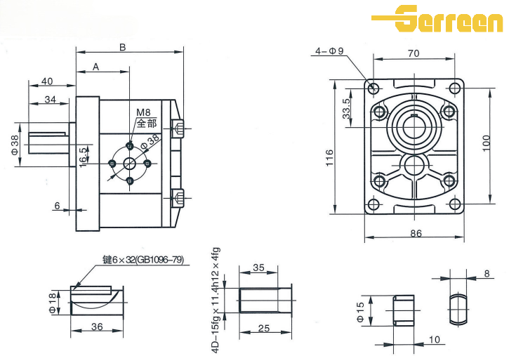 CBT-F300 Series Hydraulic Gear Pump For Sale dimension