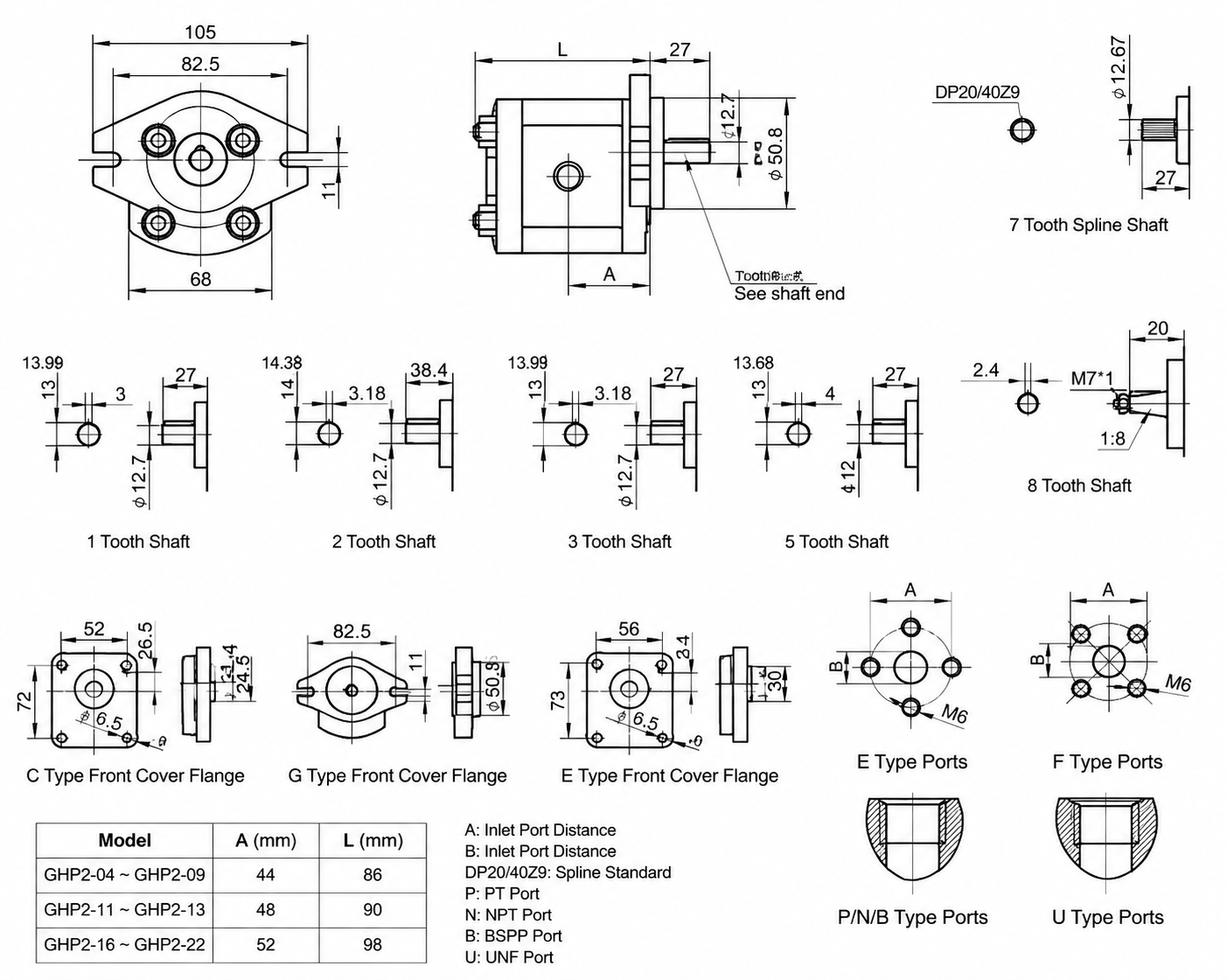 1AG Series Gear Pump code