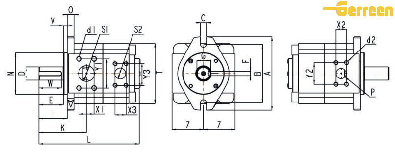Dimension de l'arbre d'engrenage de pompe hydraulique s&eacute;rie QT