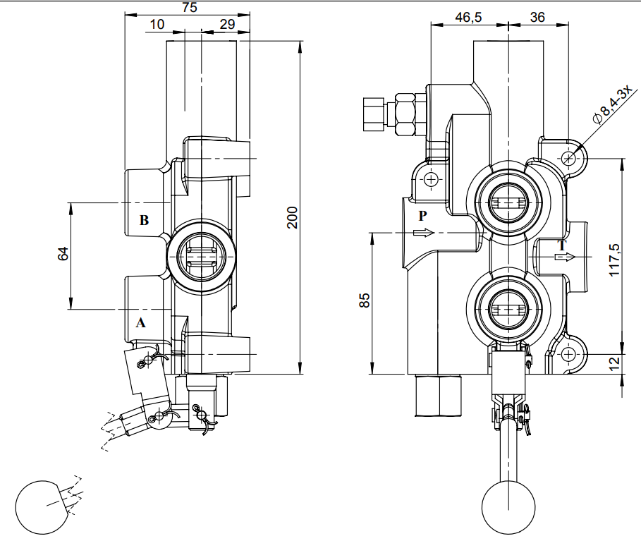 P81 Konstrukce směrov&eacute;ho regulačn&iacute;ho ventilu