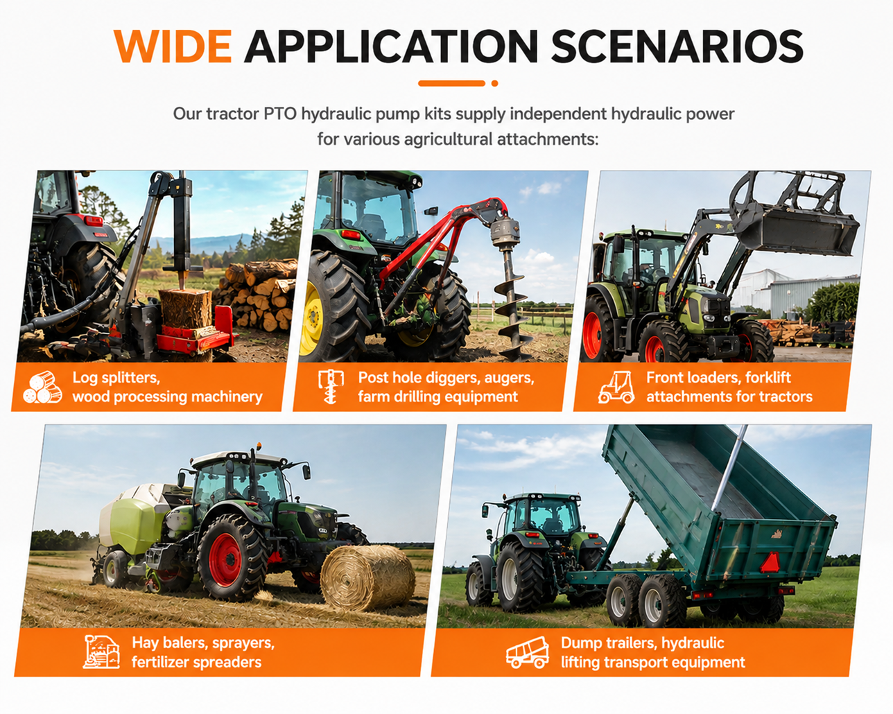 Wide Application Scenarios - Green PTO hydraulic pump kits supply